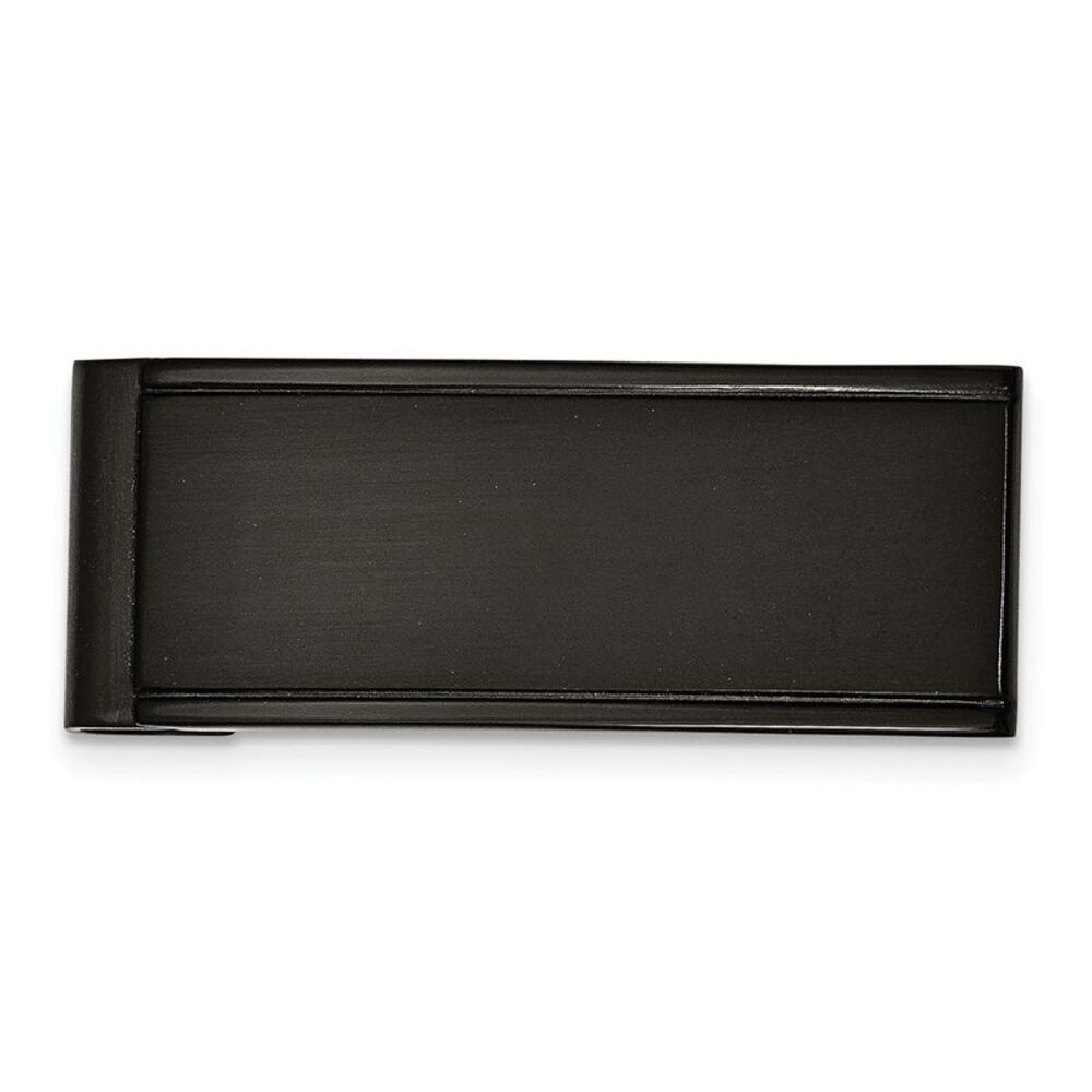 Men's Black-plated Stainless Steel Grooved Edge Money Clip